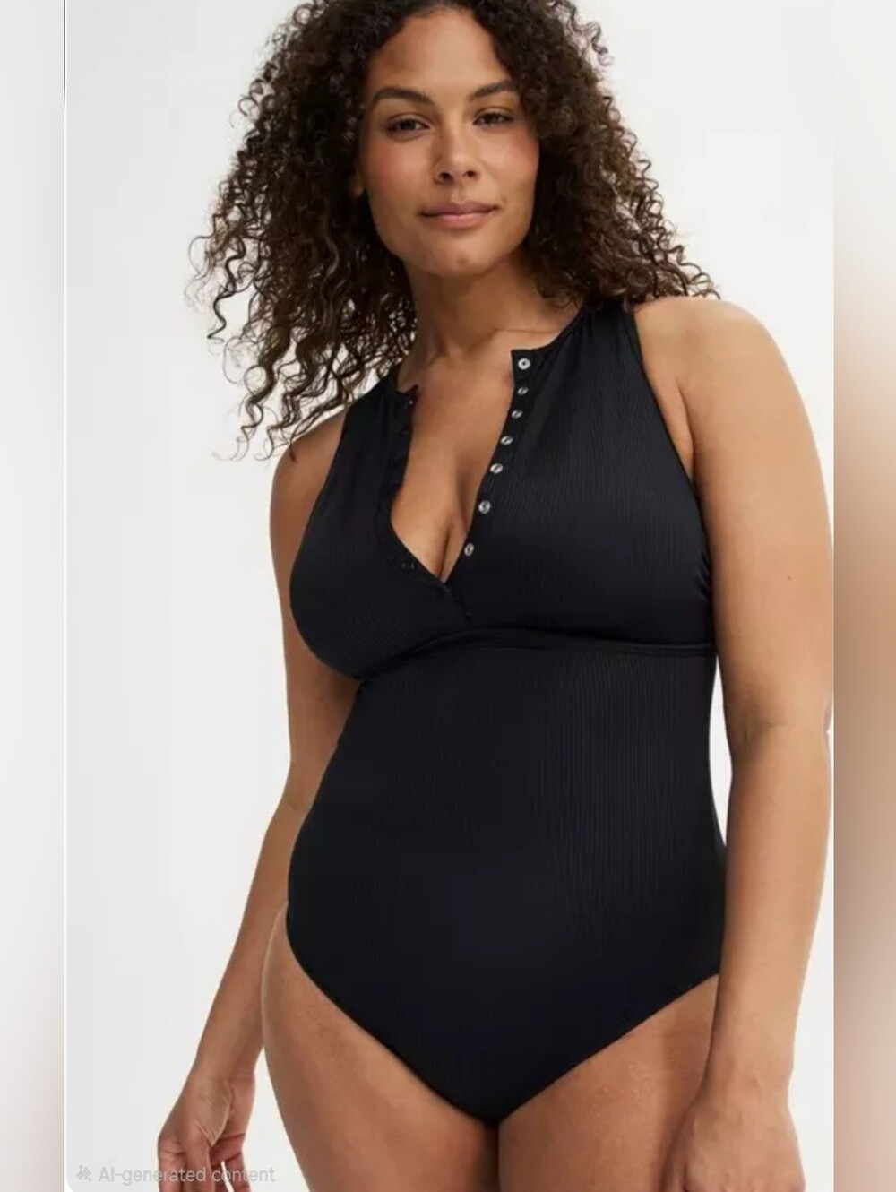 Torrid Size 2 Wireless Black Henley Swimsuit - Picture 3 of 6